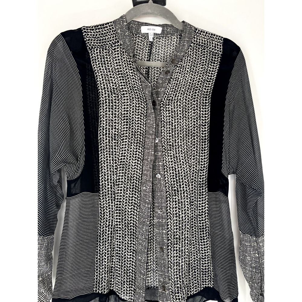Reiss Black and White Blouse - Picture 5 of 8